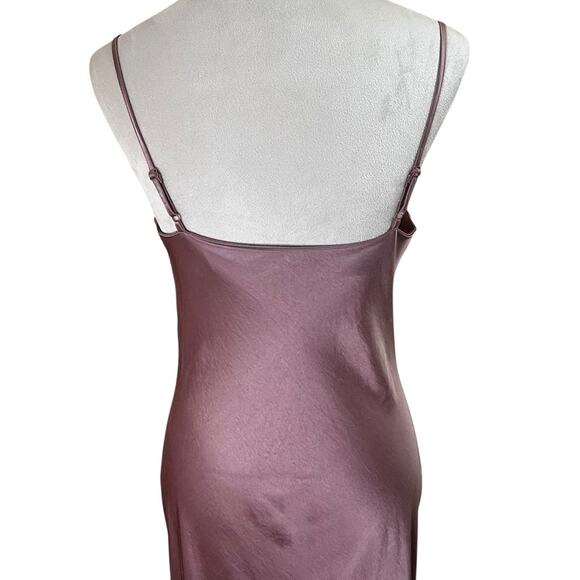 Express Satin Slip Dress Mauve Pink Cowl Neck Midi w/ Side Slit Women’s Small - Picture 8 of 10